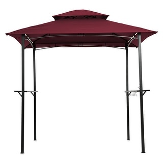 8 x 5Ft Outdoor Grill Gazebo with Double Tier Soft Top Canopy and Hook