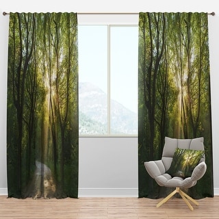 Designart 'Evening in Green Forest' Landscape Blackout Curtain Single Panel
