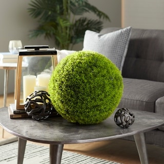 Green Vinyl Grass15-inch Decorative Ball - 15 x 15 x 15