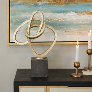 Gold Polystone Contemporary Abstract Sculpture - 11 x 4 x 17