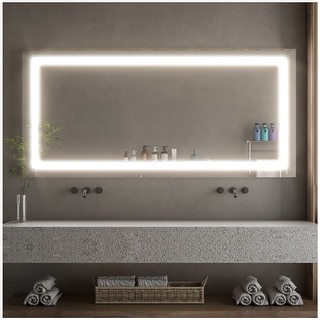 Bathroom Mirrors for Vanity - 60� White Aluminium Mirror with Lights - Medium