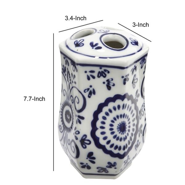 Elegantly Crafted Bath Accessories, Set of 4, Blue and White