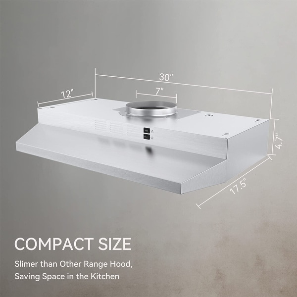 30" Under Cabinet Range Hood 230CFM Kitchen Vent Hood 2-Speed LED Light