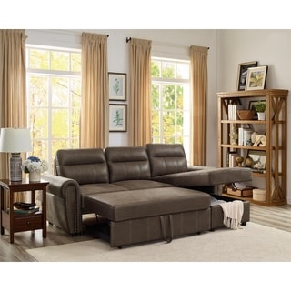 Copper Grove Bron Microfiber Reversible Sleeper Sectional Sofa