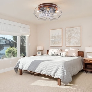 18" Cage Ceiling Fan Light 3-Speed Timing w/Remote