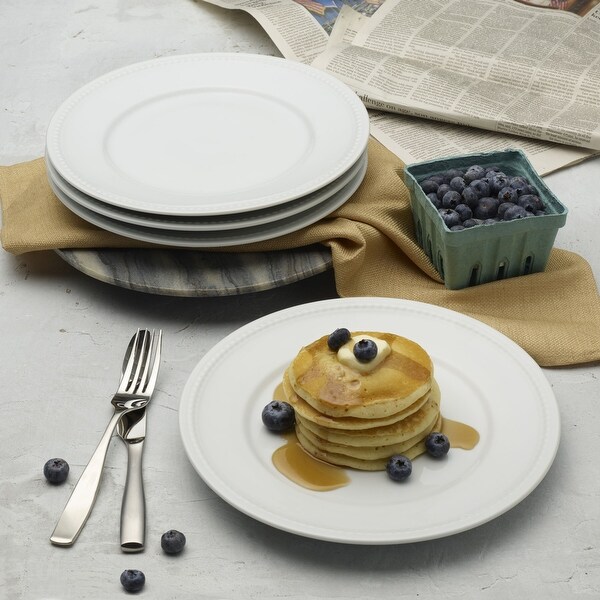 Everyday White by Fitz and Floyd Classic Rim 8.25 Inch Salad Plates, Set of 4, White - 8.25 Inch