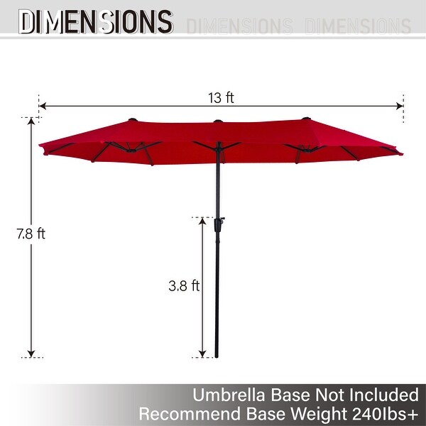 8-Piece Outdoor Dining Set with 13ft Umbrella Steel Rectangle Table & 6 Stackable Chairs