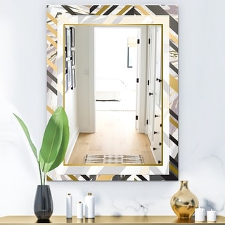Designart 'Gold and Grey Marble' Printed Modern WallMirror - Contemporary Bathroom Mirror