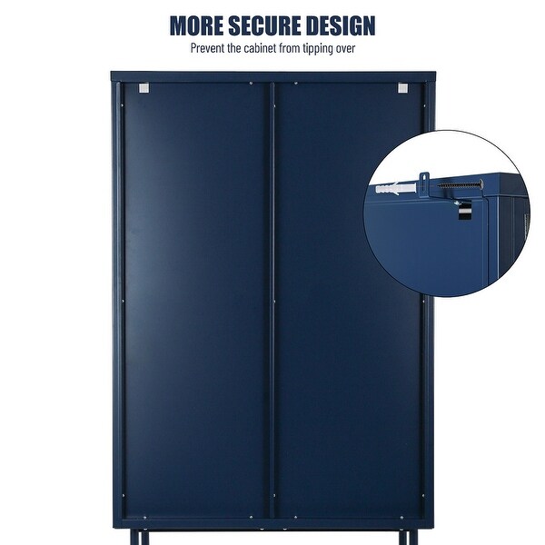 Floor Cabinet with 2 Tampered Glass Doors Living Room Display Cabinet with Adjustable Shelves