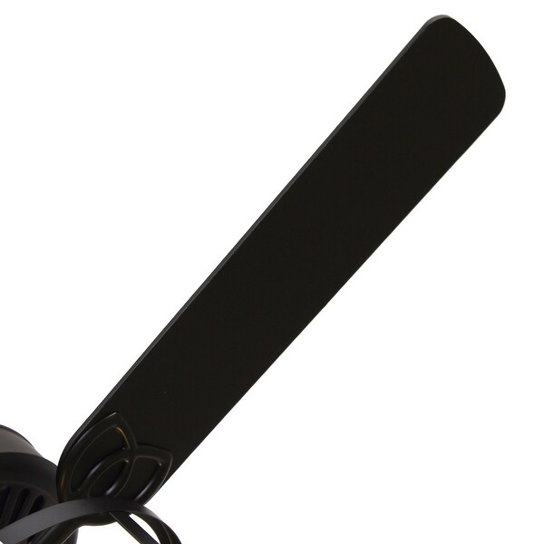 52" Matte Black Wood 5-Blade LED Ceiling Fan with Pull Chain