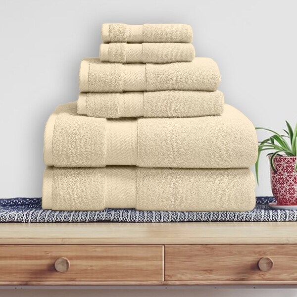 Soft and Plush Bath Towel Set - 100 Percent Cotton - 6-Piece - N/A