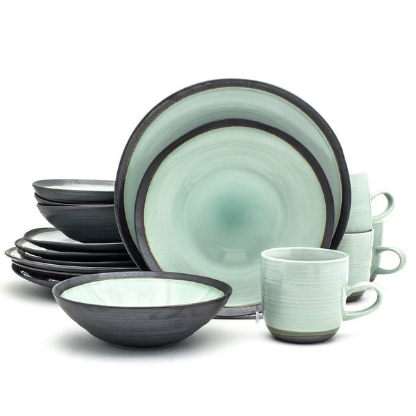 Euro Ceramica Diana Green Porcelain 16 Piece Porcelain Dinnerware Set (Service for 4)