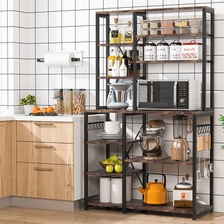 Kitchen Baker's Rack, 5-Tier+6-Tier Kitchen Utility Storage Shelf Table with 10 S-Shaped Hooks