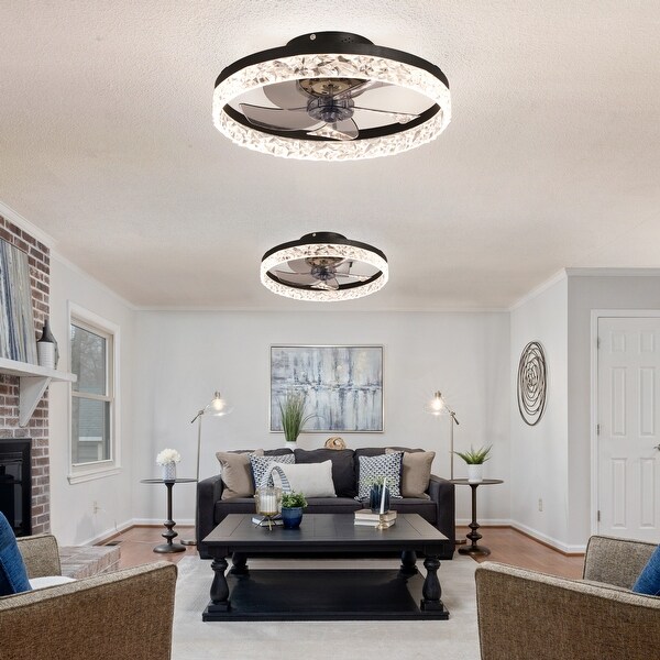 20" Ceiling Fan with Lights, Dimmable LED 6 Speeds Reversible Blades Timing with Remote Control