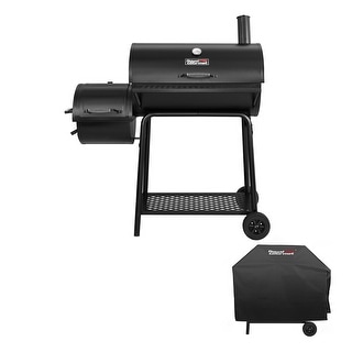 Royal Gourmet CC1830FC, Charcoal Grill with Offset Smoker, 811 Square Inches Barrel Smoker with Cover, Backyard Cooking, Black