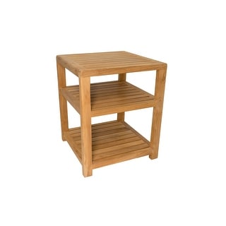 Nordic Style Natural Teak Spa/Bathroom Under Sink Storage Bench 14in - Beige - N/A