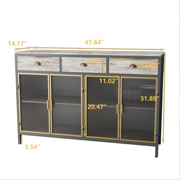 48" Wide 4 Glass Doors Modern Sideboard