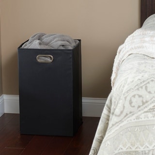 Household Essentials GEN Collapsible Laundry Hamper with Grommet Handles, Black
