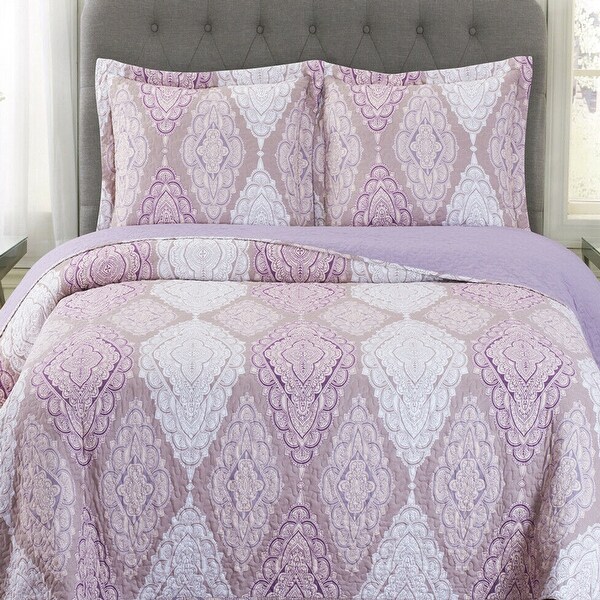 Luxury 2 Pieces Oversized Bedspread Set Reversible Quilt Twin Jewel