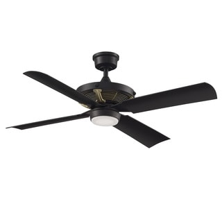 Fanimation Pickett 52 inch Ceiling Fan - Black with Satin Brass Accents and LED