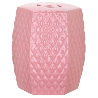 SAFAVIEH Kids Pink Diamonds Ceramic Decorative Garden Stool.