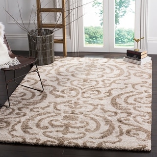 SAFAVIEH Florida Shag Honey Ornate Damask 1.2-inch Thick Rug