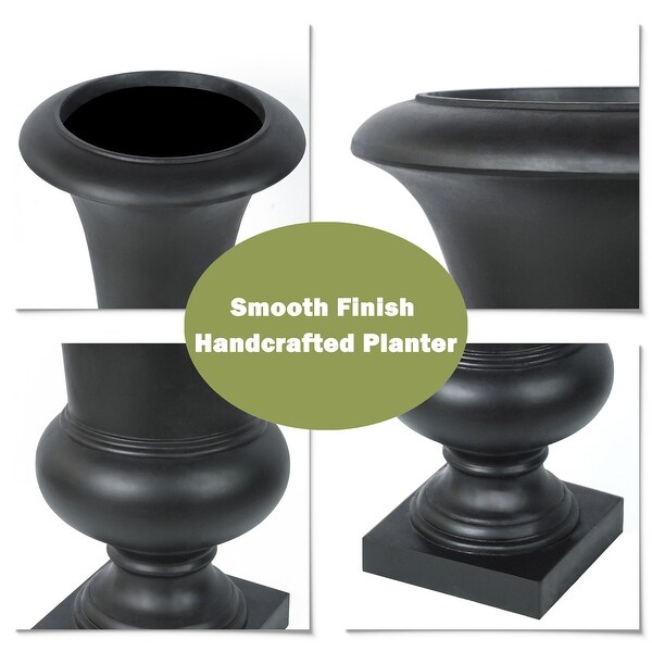 22.75" H Fluted Top Slender Handcrafted MgO Urn Planter, Indoor & Outdoor