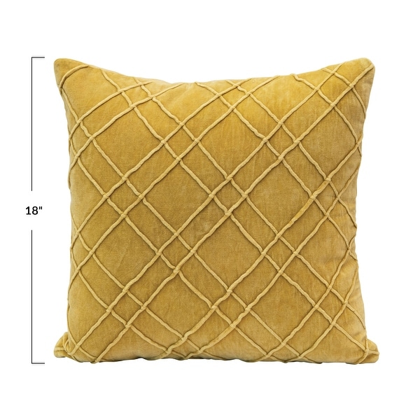 Cotton Velvet Pillow, Mustard Color