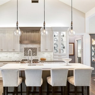 Luray Farmhouse 1-light Tear Drop Glass Island Pendant Lights for Dining Room - W5.9" x H11.8"