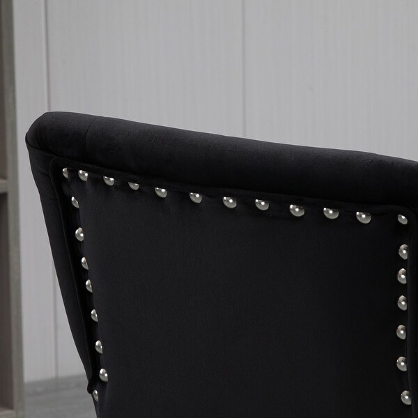 HOMCOM Mid-Back Desk Chair with Nailhead Trim, Button Tufted Back Design, Adjustable Height, Rocking Function and Wheels