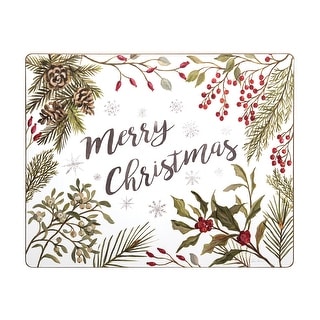 Merry Xmas Greenery Hardboard Single Placemat - White