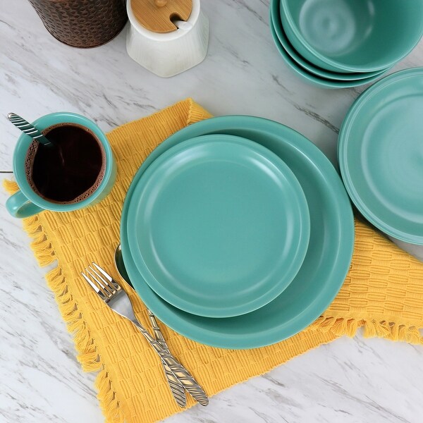 Gibson Home 16 Piece Siam Stoneware Dinnerware Set in Green