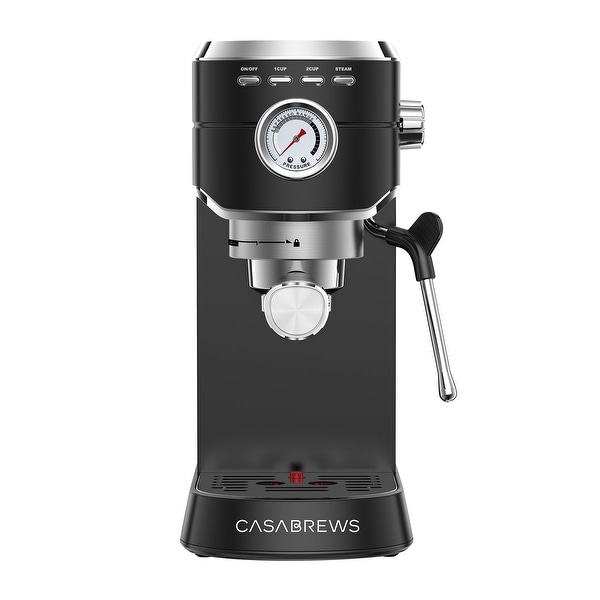 CASABREWS 20-Bar Compact Espresso Coffee Machine with Stainless Steel Milk Frother Black