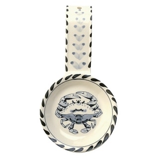 Blue Crab Kitchen Stove or Counter Spoon Rest Stoneware - Blue,Cream