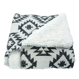 Paseo Road by Hiend Accents Southwest Aztec Design Throw with Sherpa Backing, 50" x 60", Black, 1PC