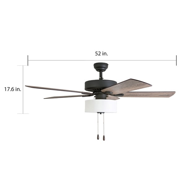 The Gray Barn Hatekin Farmhouse 52-inch Aged Bronze LED Ceiling Fan in Linen Drum Light
