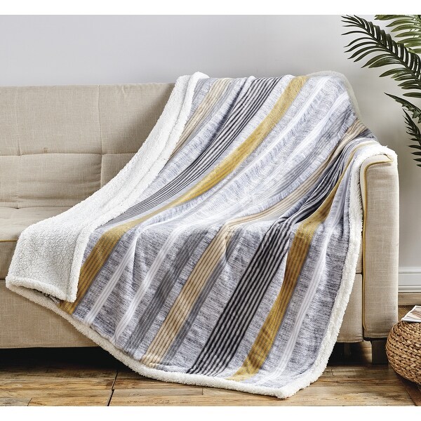 Corduroy Sherpa 50x60in Throw Blanket Navy