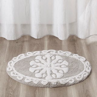 25in x 25in Round Casablanca Medallion Cotton Tufted Bath Rug