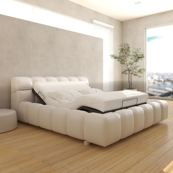 FlexiSpot 3-Step Assembly Electric Queen Size Adjustable Bed Frame Base Wireless Remote Zero Gravity Under-Bed Light