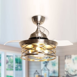 36-inch Retractable 3-Blade Modern Metal Chandelier Ceiling Fan with Remote