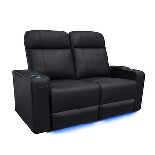 Valencia Piacenza Top Grain Nappa 9000 Leather Home Theater Seating Power Recliner Row of 2 Loveseat Black