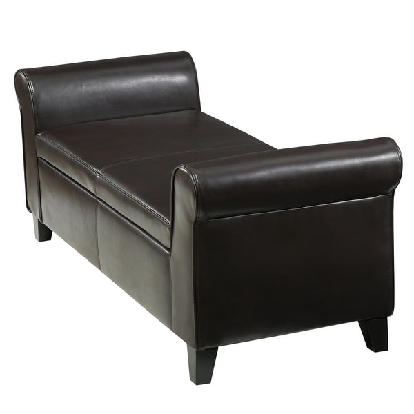 Torino Contemporary Upholstered Storage Ottoman Bench with Rolled Arms by Christopher Knight Home