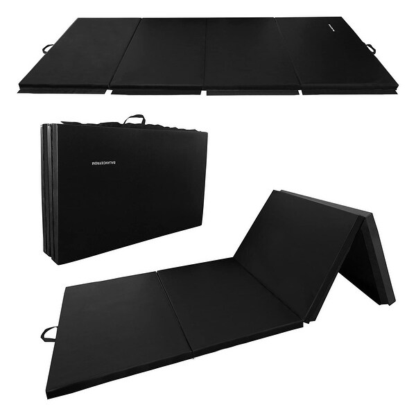 BalanceFrom Fitness 120x48in All Purpose Folding Gymnastics Mat, Black (4 Pack) - 15