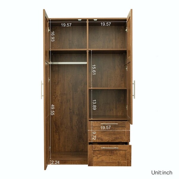 High wardrobe and kitchen cabinet with 2 doors,2 drawers and 5 storage spaces