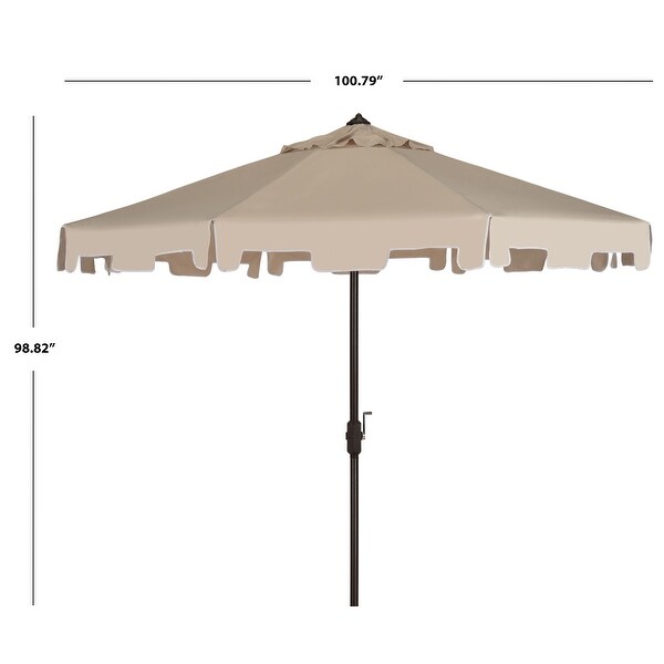 SAFAVIEH Zimmerman Market Beige Aluminum Tilt and Crank 9-foot Patio Umbrella With Flap