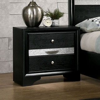 Aoki Contemporary Black Wood 3-Drawer Hidden Storage Nightstand by Silver Orchid