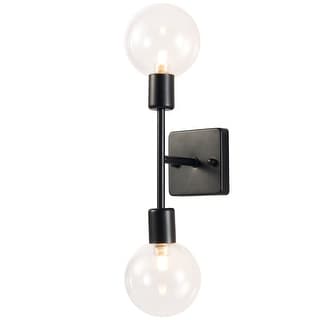 CO-Z 2 light Dimmable Wall Sconce w Transparent Glass Shades - Black