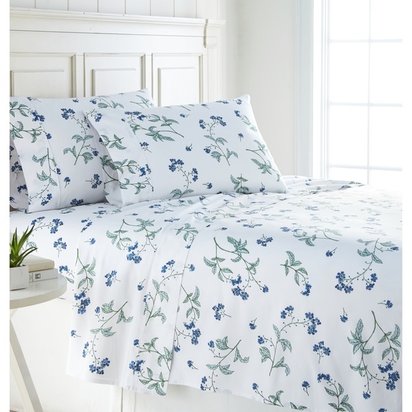 22-inch Extra Deep Pocket Luxury Cotton Myosotis 4-piece Bed Sheet Set