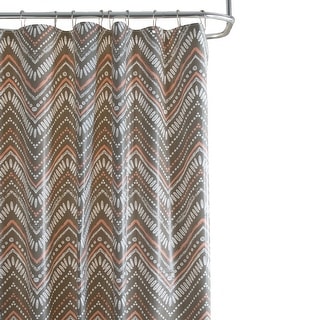 Bath Bliss Dotted Chevron Design PEVA Shower Curtain in Grey