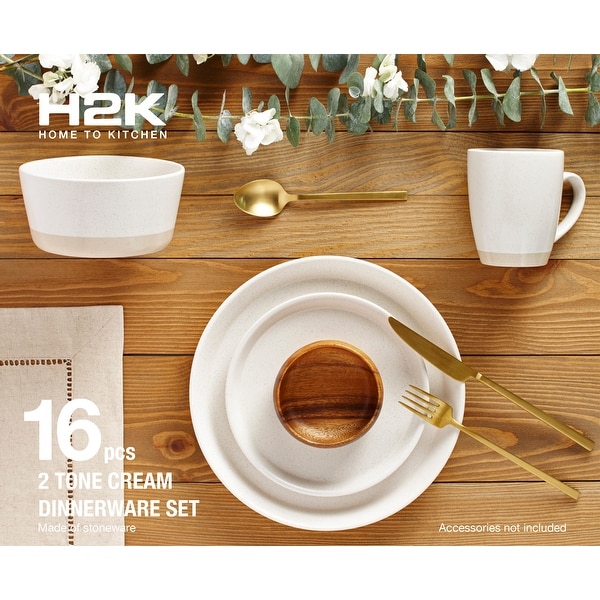 Dinnerset 16Pcs 2 Tone Cream - 12" x 15"